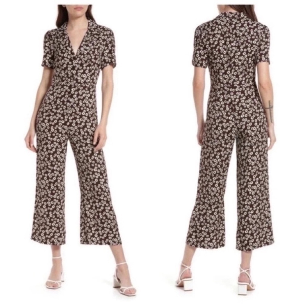 NWT Reformation Bev Floral Jumpsuit Maple Brown